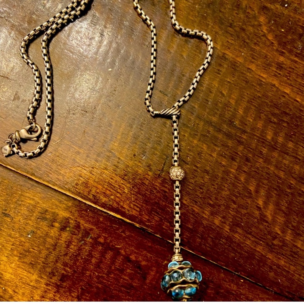 David Yurman Topaz and Diamond Lavalier Necklace